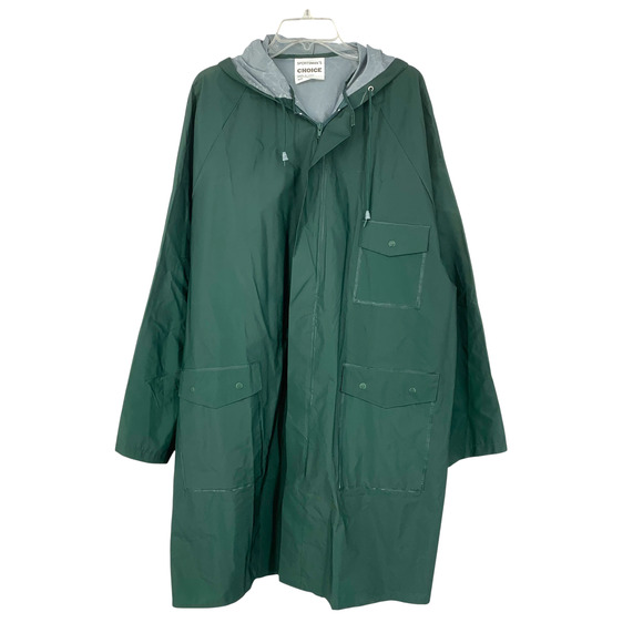 Vintage 1990's Sportsman's Choice Sz XL Longline Green Seam Sealed Raincoat Hood - Picture 2 of 7